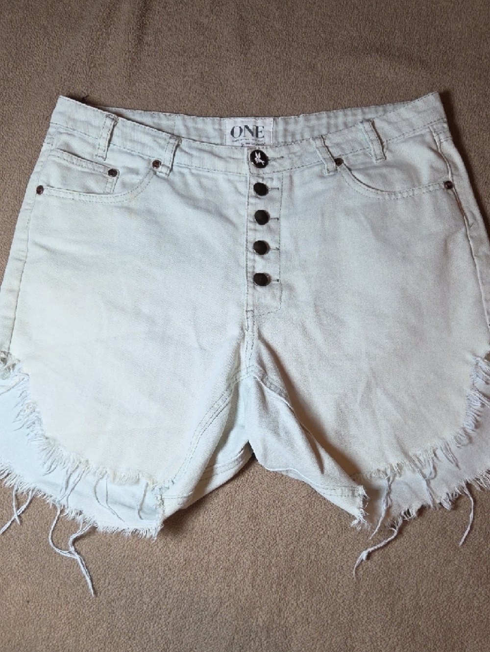One by Teaspoon White High-Rise Frayed Hem Denim Shorts,sz 29. - Picture 13 of 16